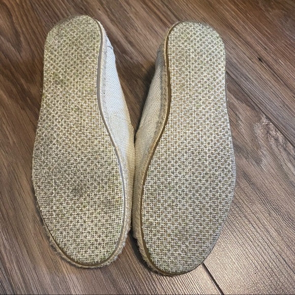 Toms Alpagrata Open Toe Espadrilles Flat Canvas White Sz 8 Twine Sole - Picture 7 of 9